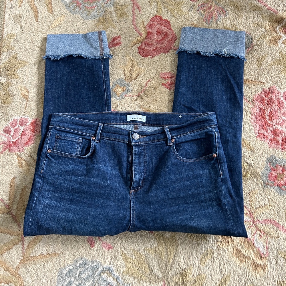 LOFT modern frayed cuffed jean - size 14 EUC - Picture 2 of 7
